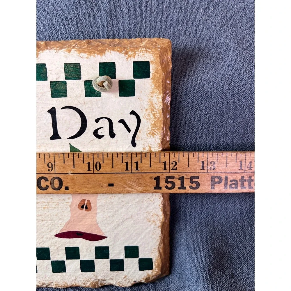 Vintage Country Farmhouse An Apple A Day Painted Slate Wall Plaque Sign Decor